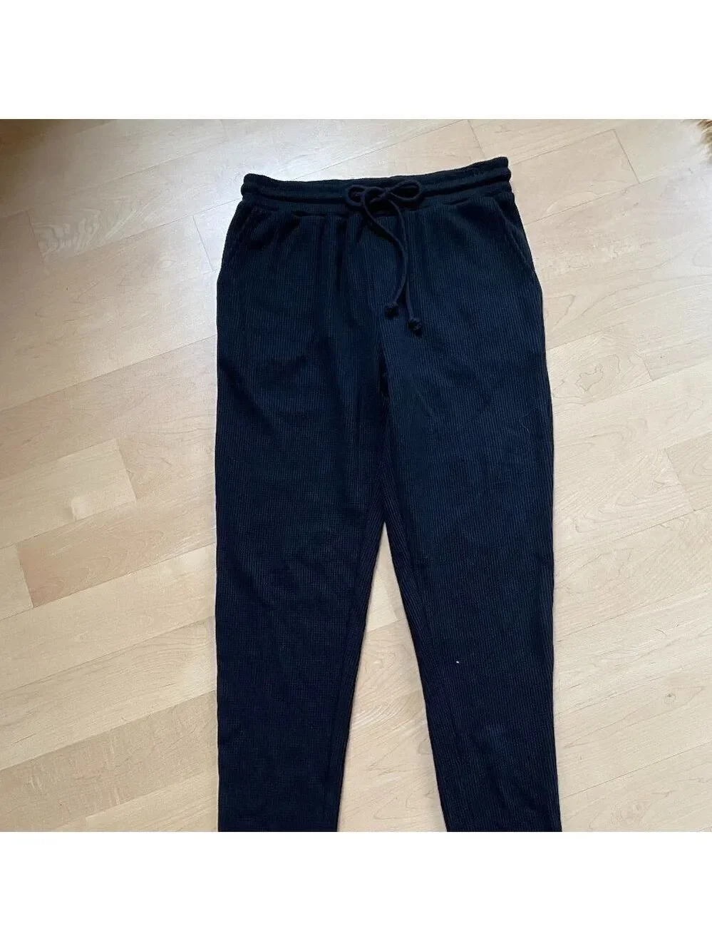 Rdi BNWOT Waffle Joggers NEW Stretch Drawstring Black Pants